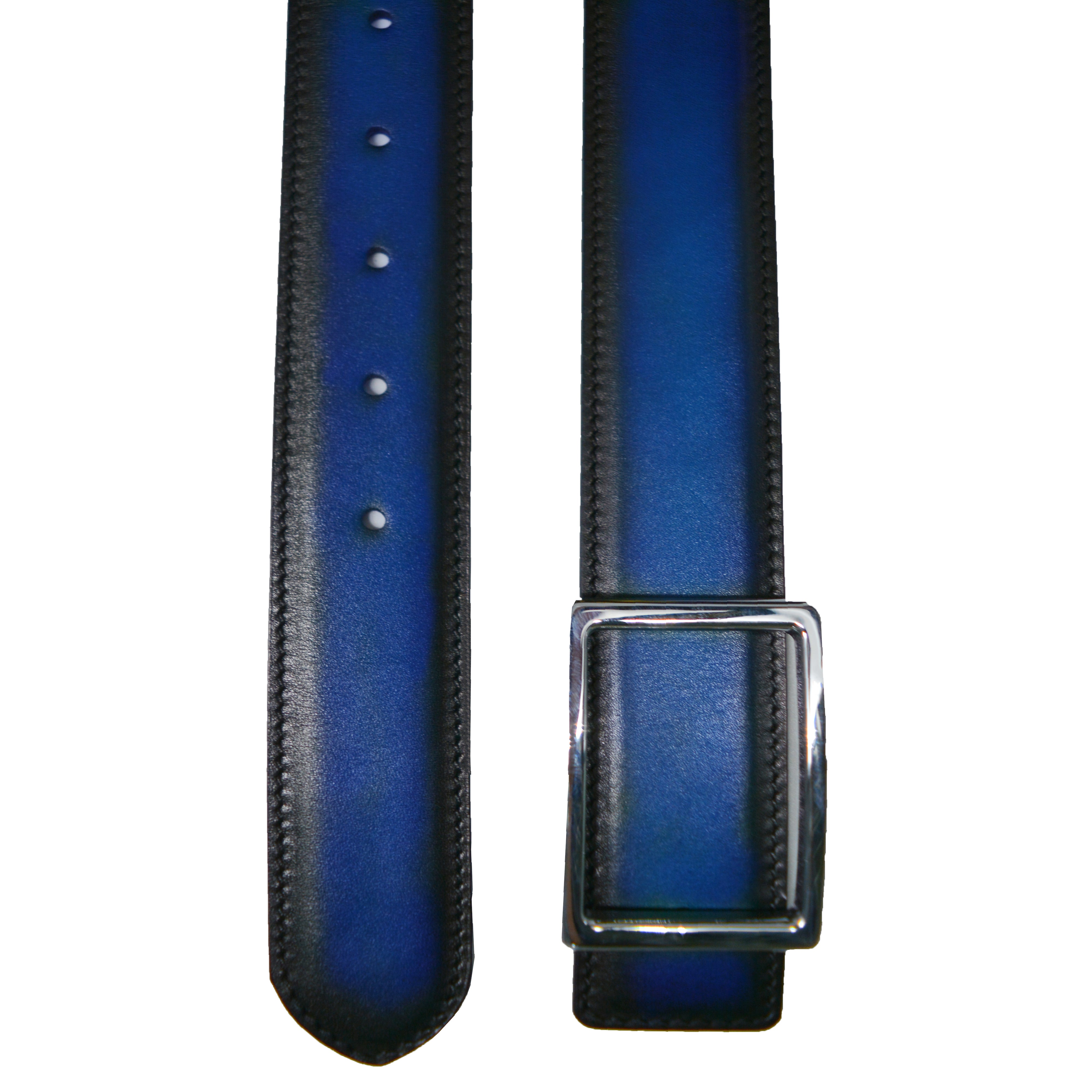 One-sided calfskin blue belt