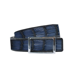 Reversible double alligator leather Dark blue and black-brown belt