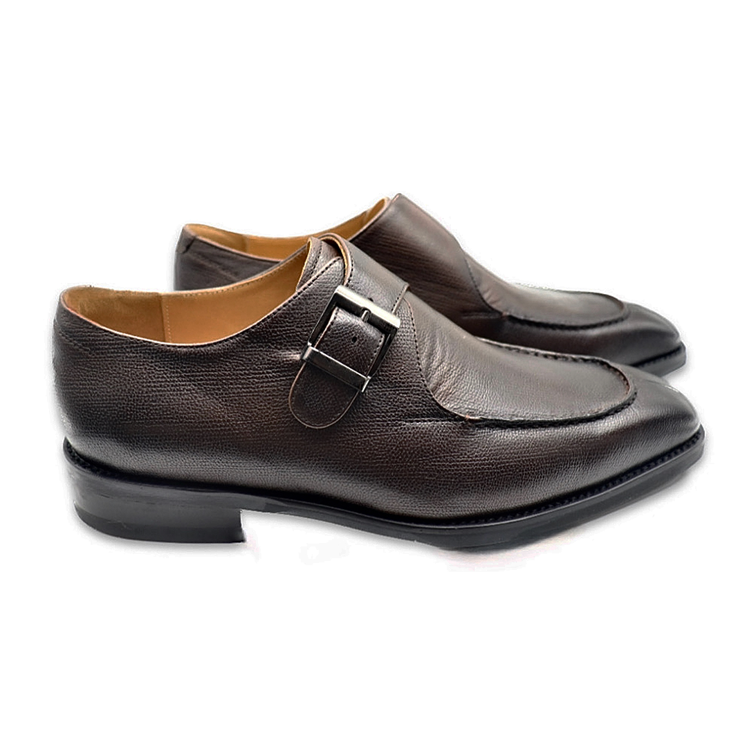 Men's Dark Brown Cowhide Moc Toe Buckle Loafer