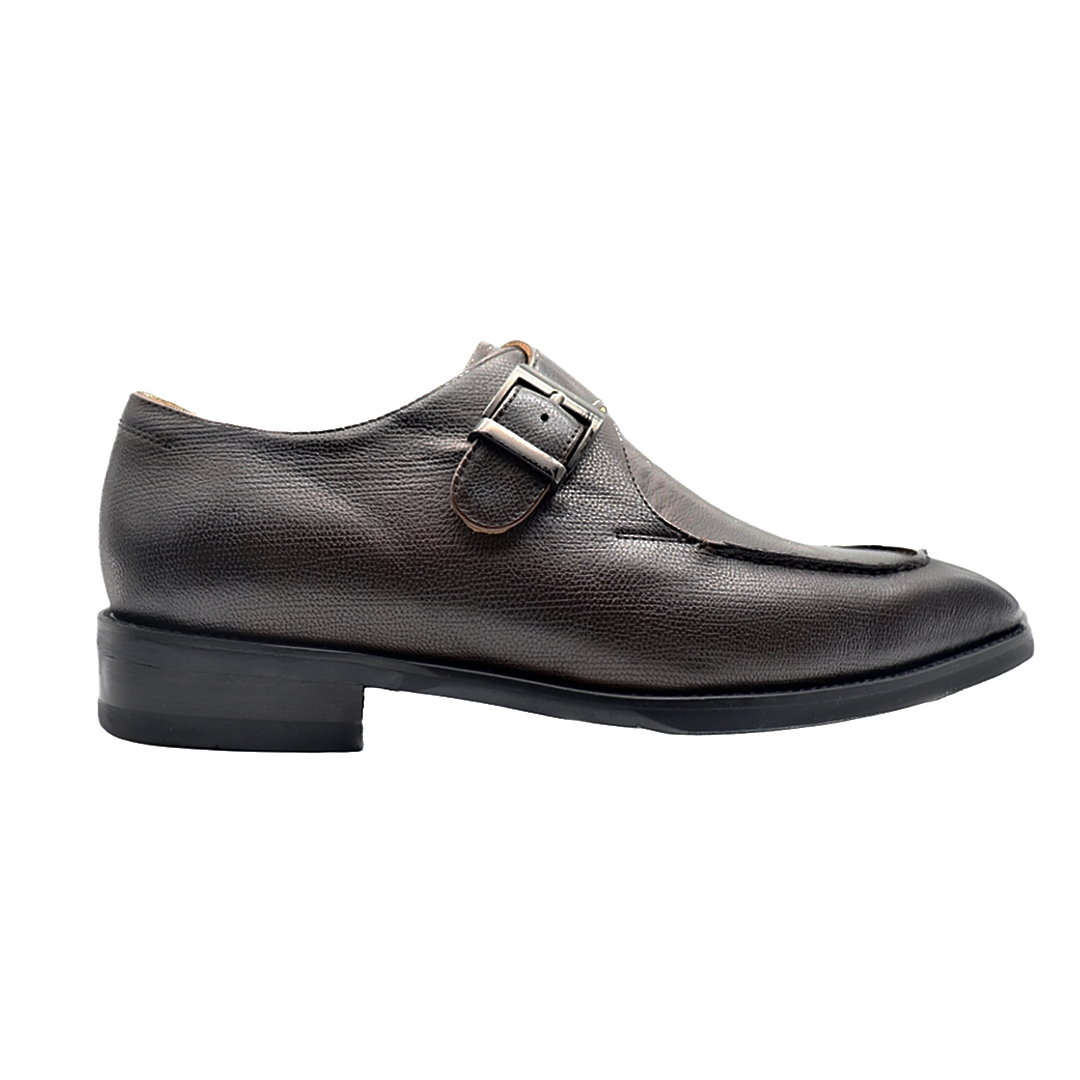 Men's Dark Brown Cowhide Moc Toe Buckle Loafer