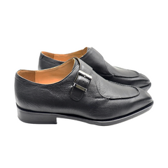 Men's Black Cowhide Moc Toe Buckle Loafer