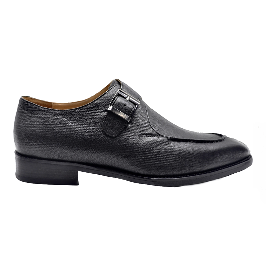 Men's Black Cowhide Moc Toe Buckle Loafer