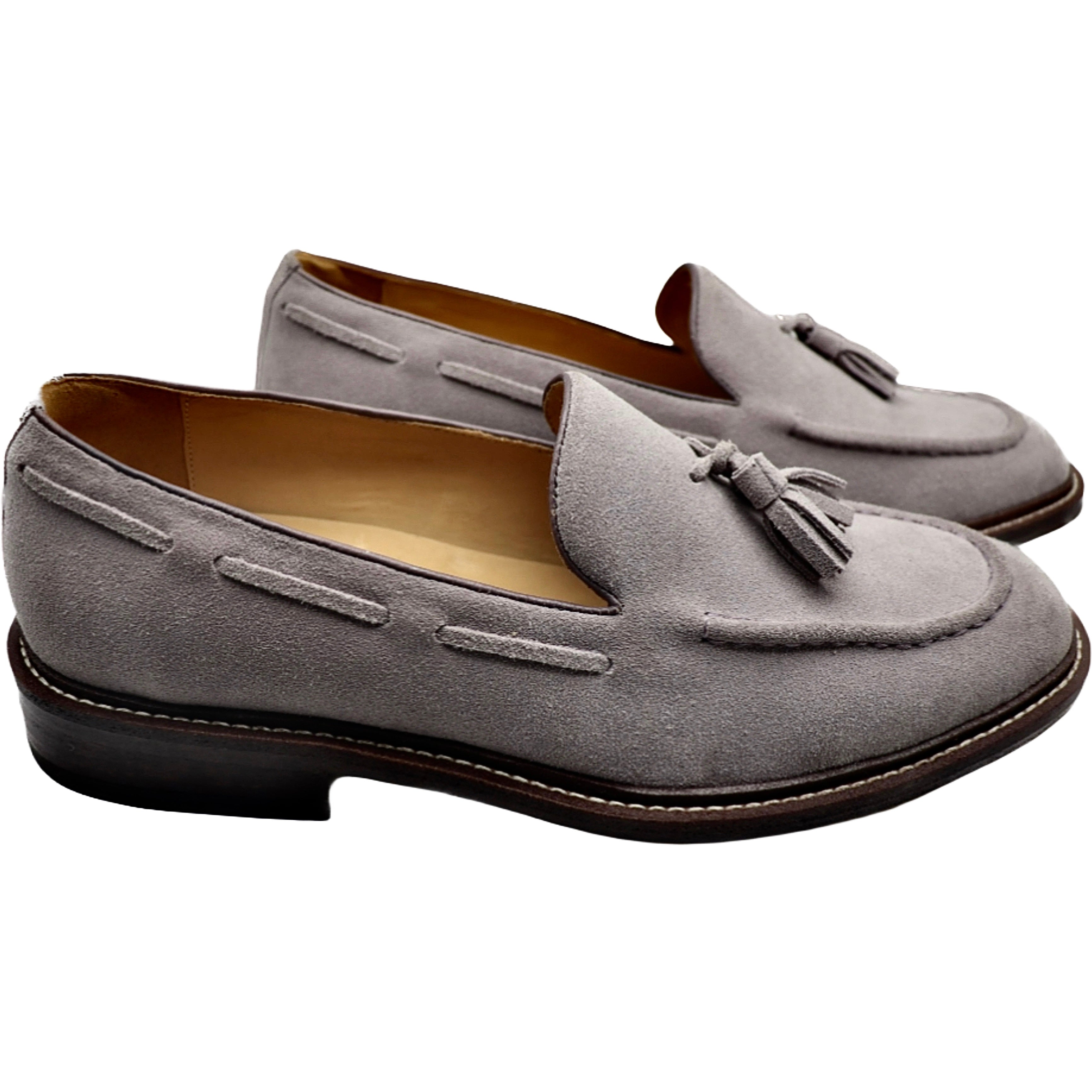 Men's Grey Suede Leather Classic Tassel Loafer Moccasin