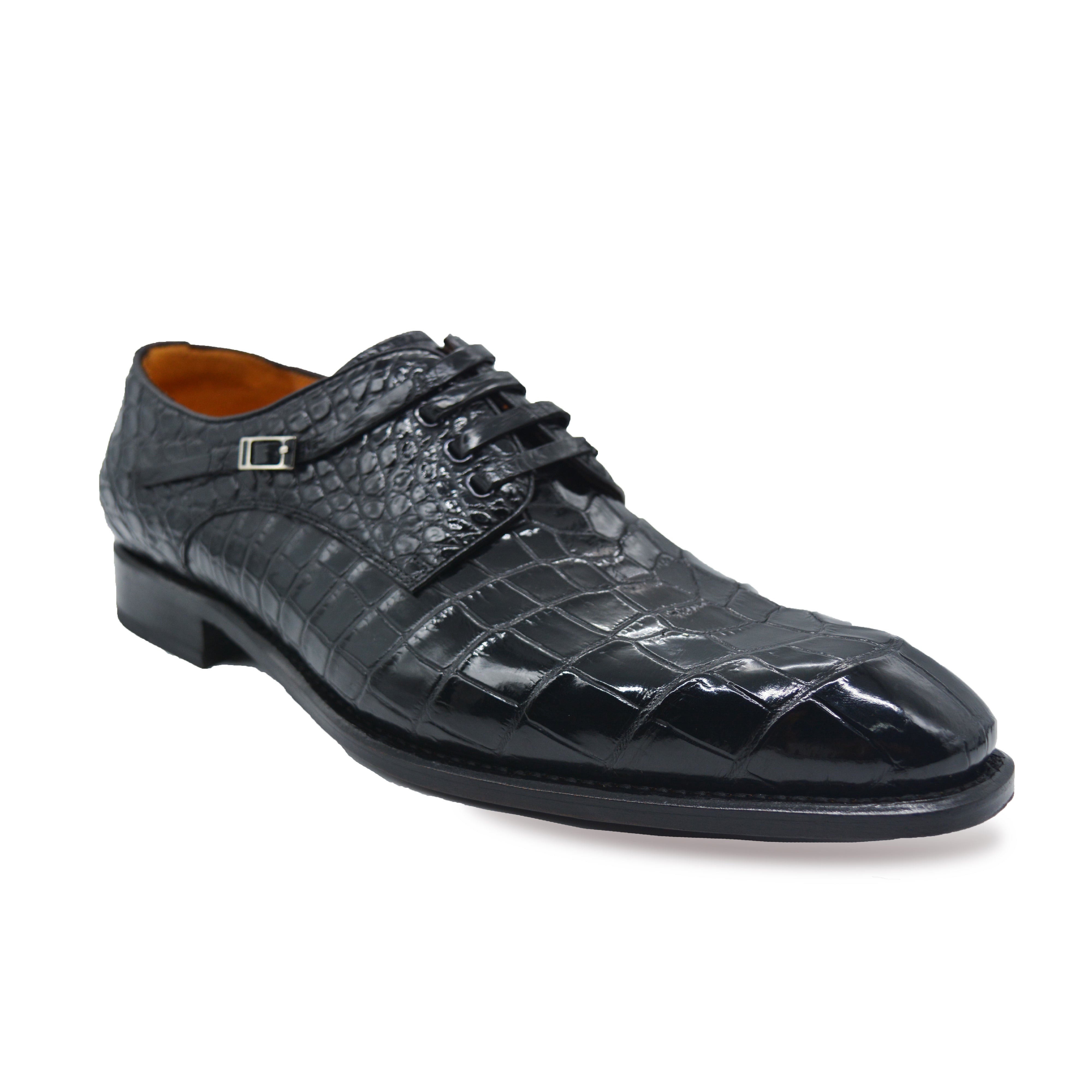 MEN'S BLACK ALLIGATOR SHOES - WONDER BLACK Exotic ALLIGATOR BODY OXFORDS Shoes