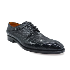 MEN'S BLACK ALLIGATOR SHOES - WONDER BLACK Exotic ALLIGATOR BODY OXFORDS Shoes