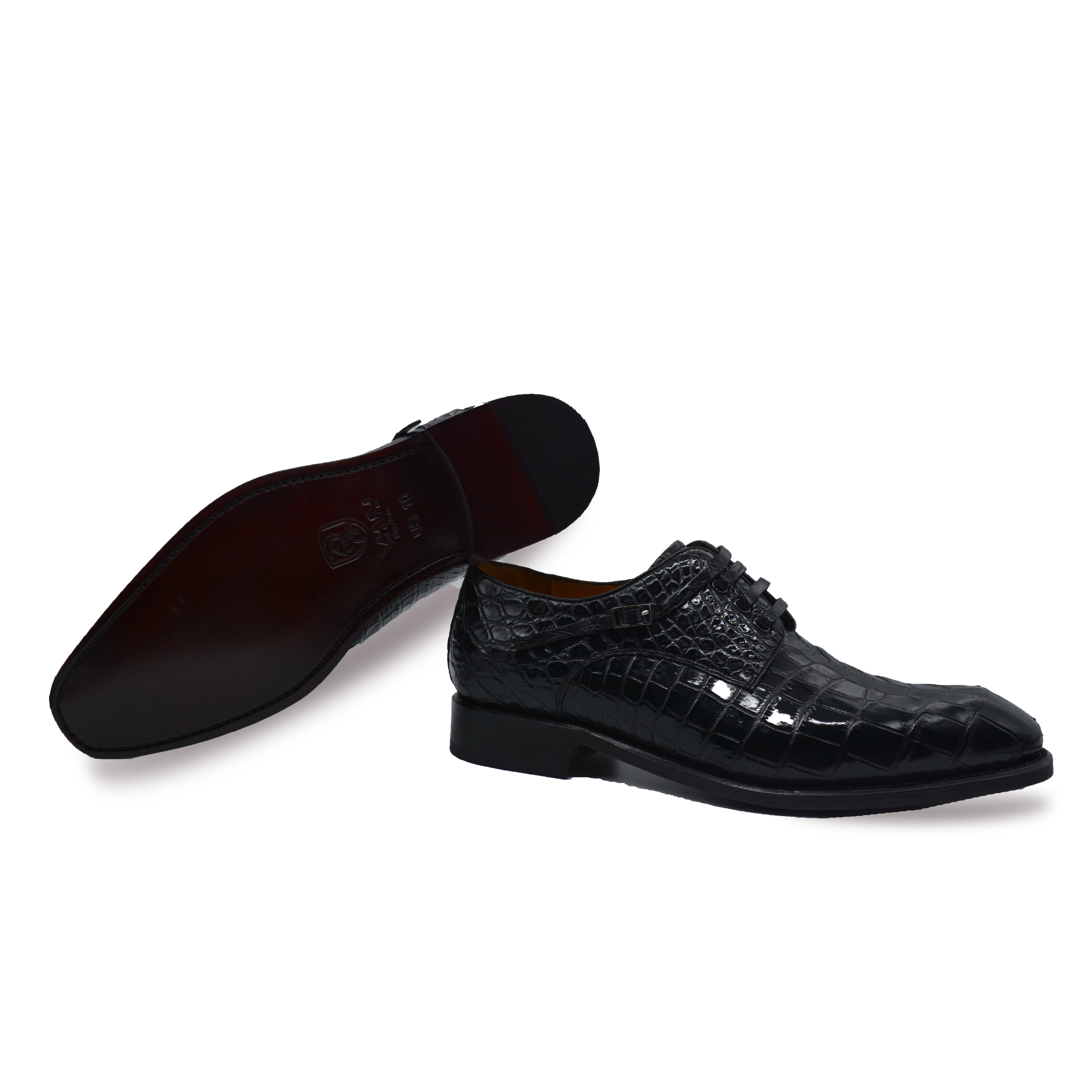 MEN'S BLACK ALLIGATOR SHOES - WONDER BLACK Exotic ALLIGATOR BODY OXFORDS Shoes
