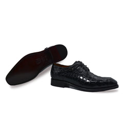 MEN'S BLACK ALLIGATOR SHOES - WONDER BLACK Exotic ALLIGATOR BODY OXFORDS Shoes
