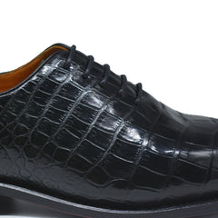 MEN'S BLACK ALLIGATOR SHOES - WONDER BLACK  ALLIGATOR BODY OXFORDS