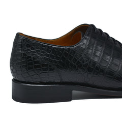 MEN'S BLACK ALLIGATOR SHOES - WONDER BLACK  ALLIGATOR BODY OXFORDS
