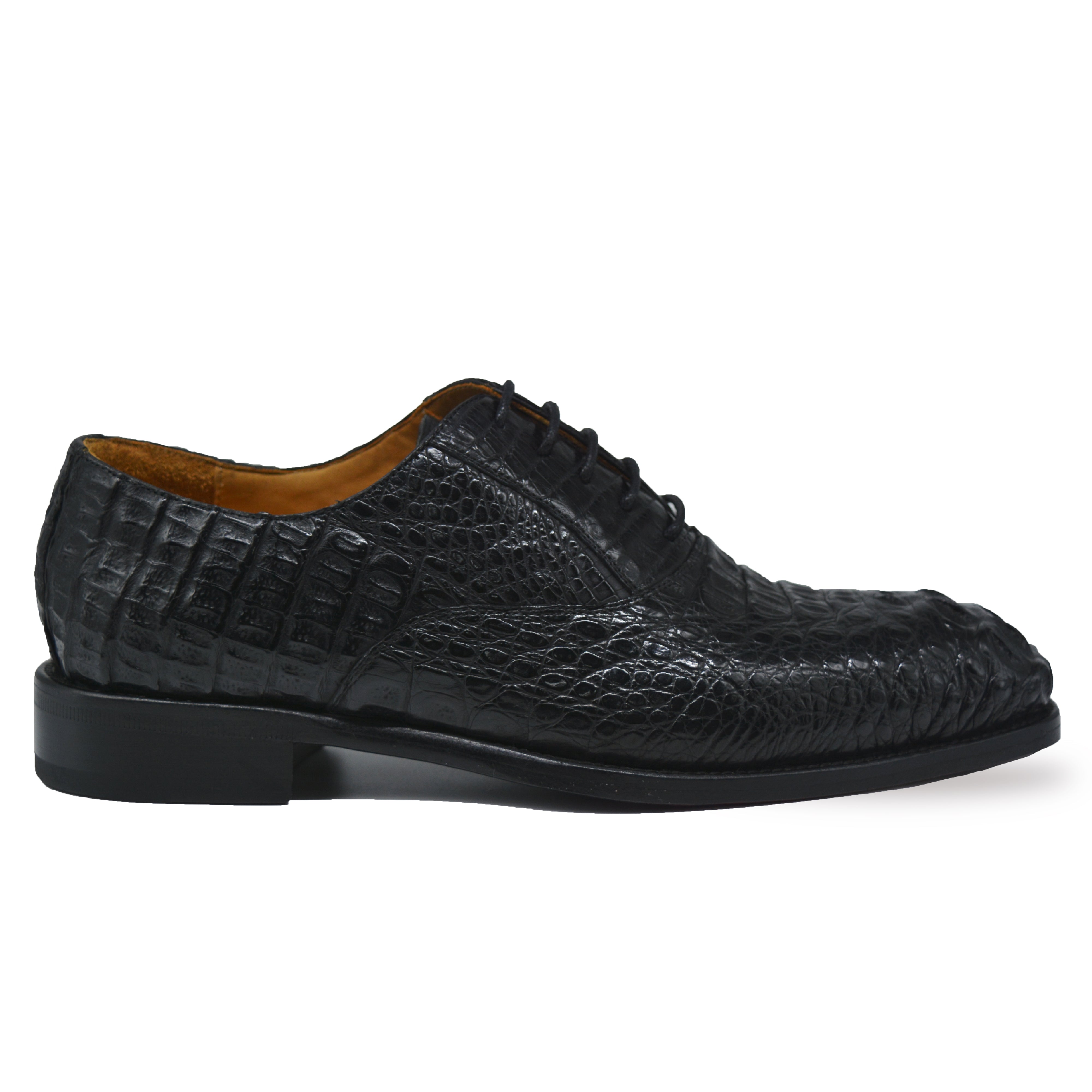 MEN'S LUXURY ITALIAN DESIGNER SHOES BLACK EXOTIC ALLIGATOR OXFORDS