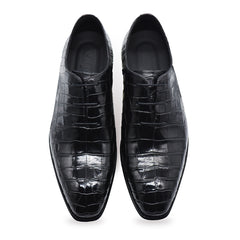 Men's black alligator shoes | classic alligator oxfords