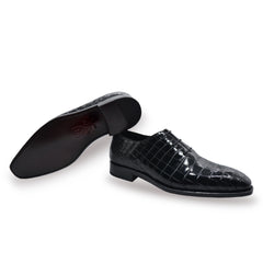 Men's black alligator shoes | classic alligator oxfords