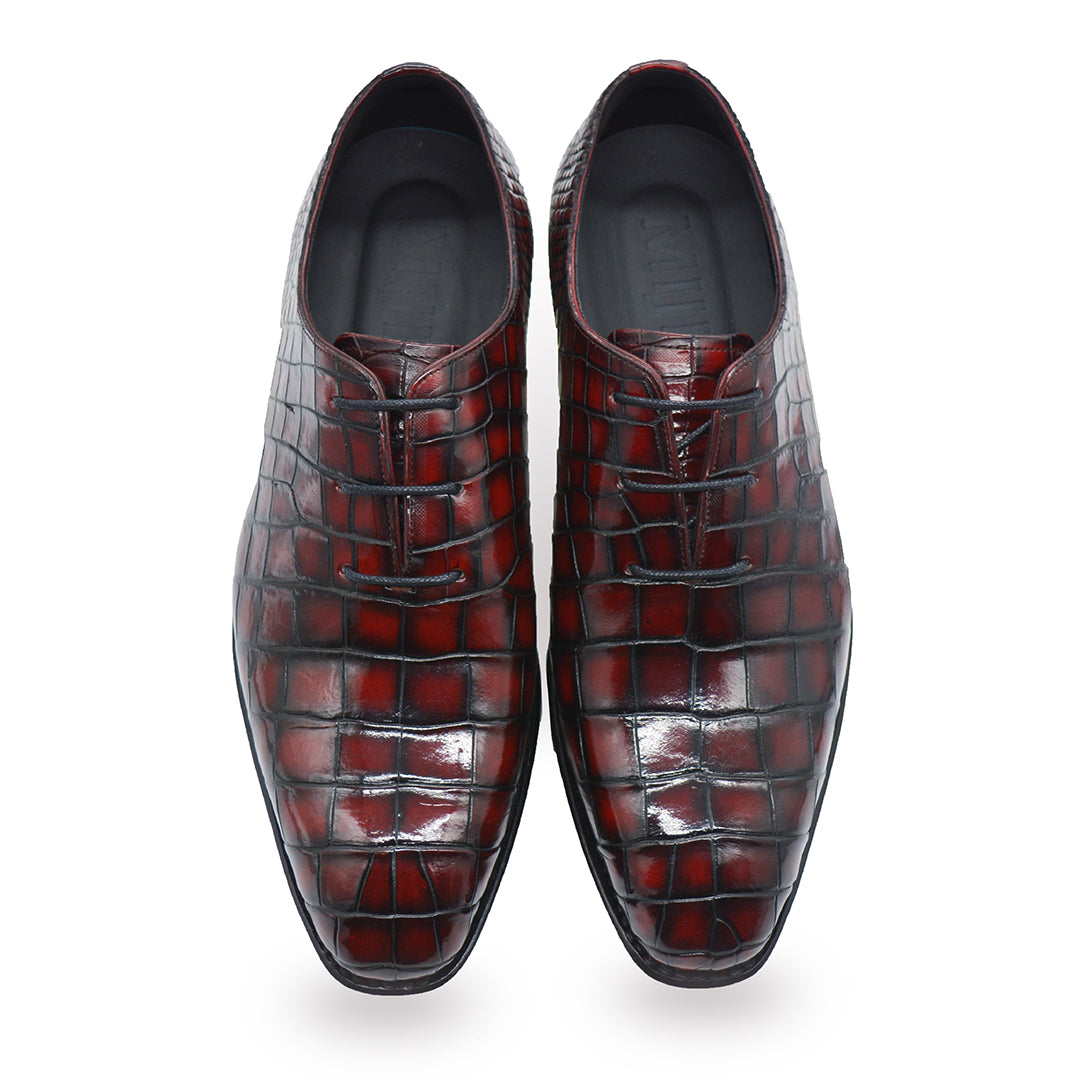 Men's Red-black alligator shoes | classic alligator oxfords