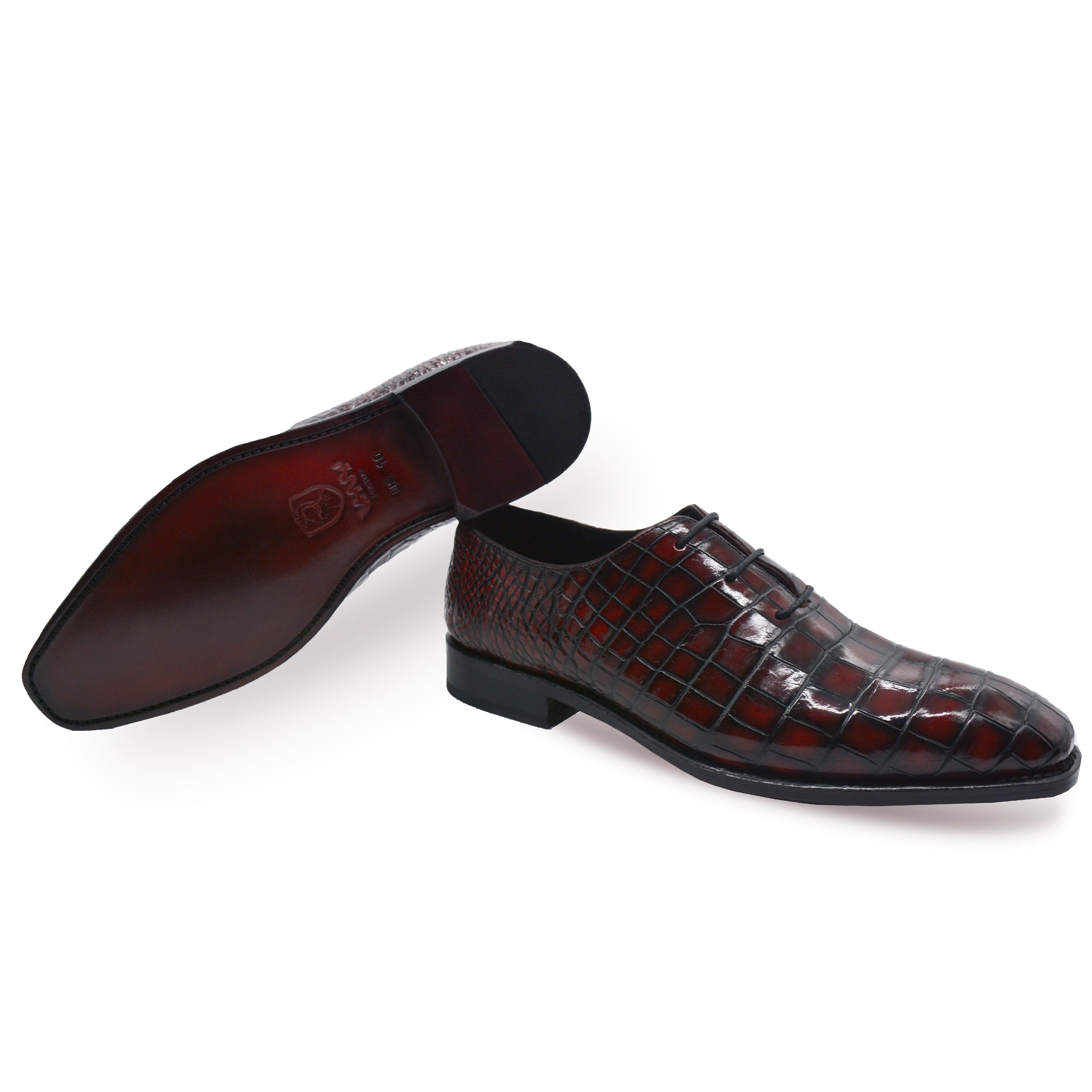Men's Red-black alligator shoes | classic alligator oxfords