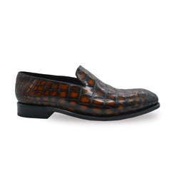Men's Orange-black alligator shoes | classic alligator loafers
