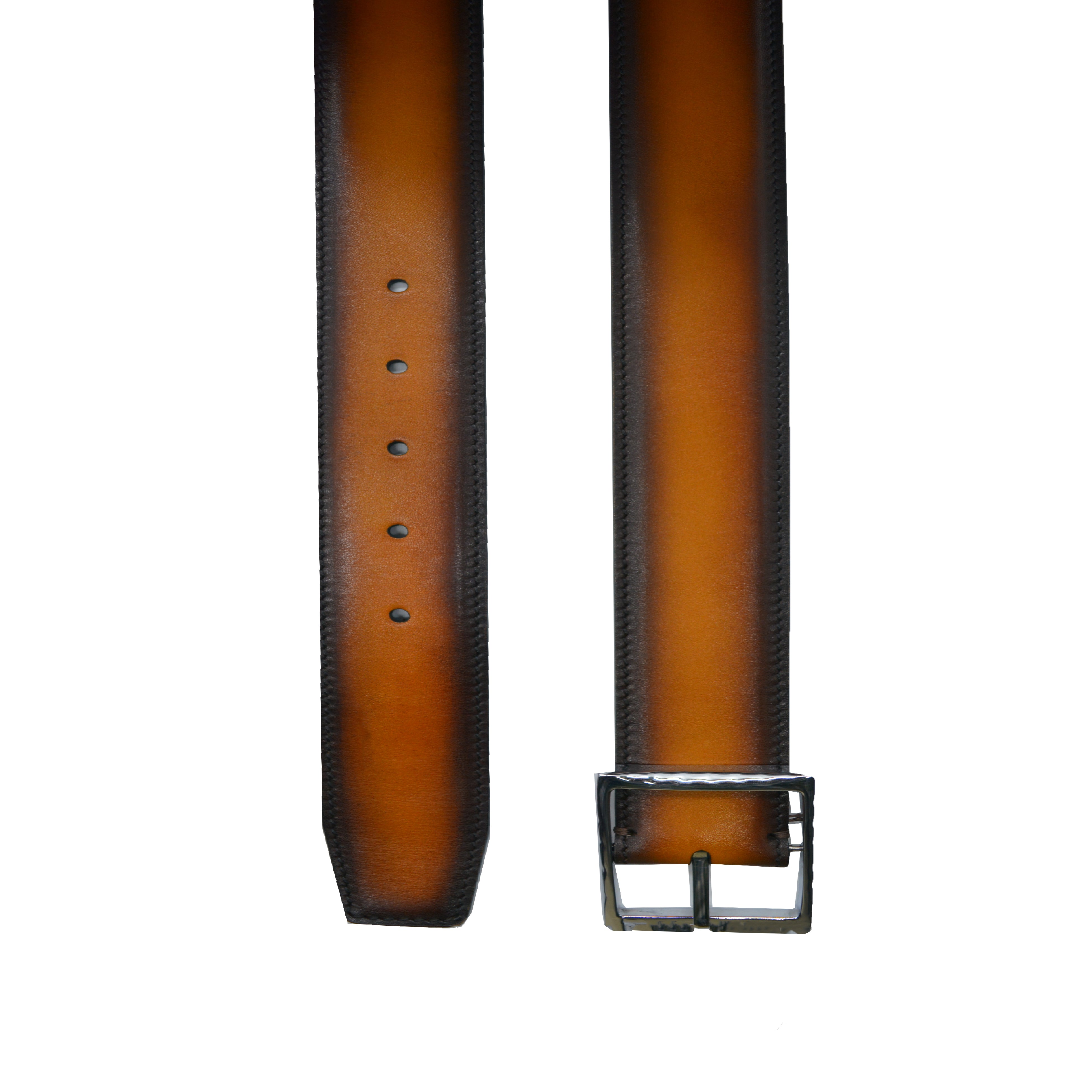 Reversible double calfskin leather brown and blue belt