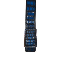 Reversible double alligator leather blue and coffee belt