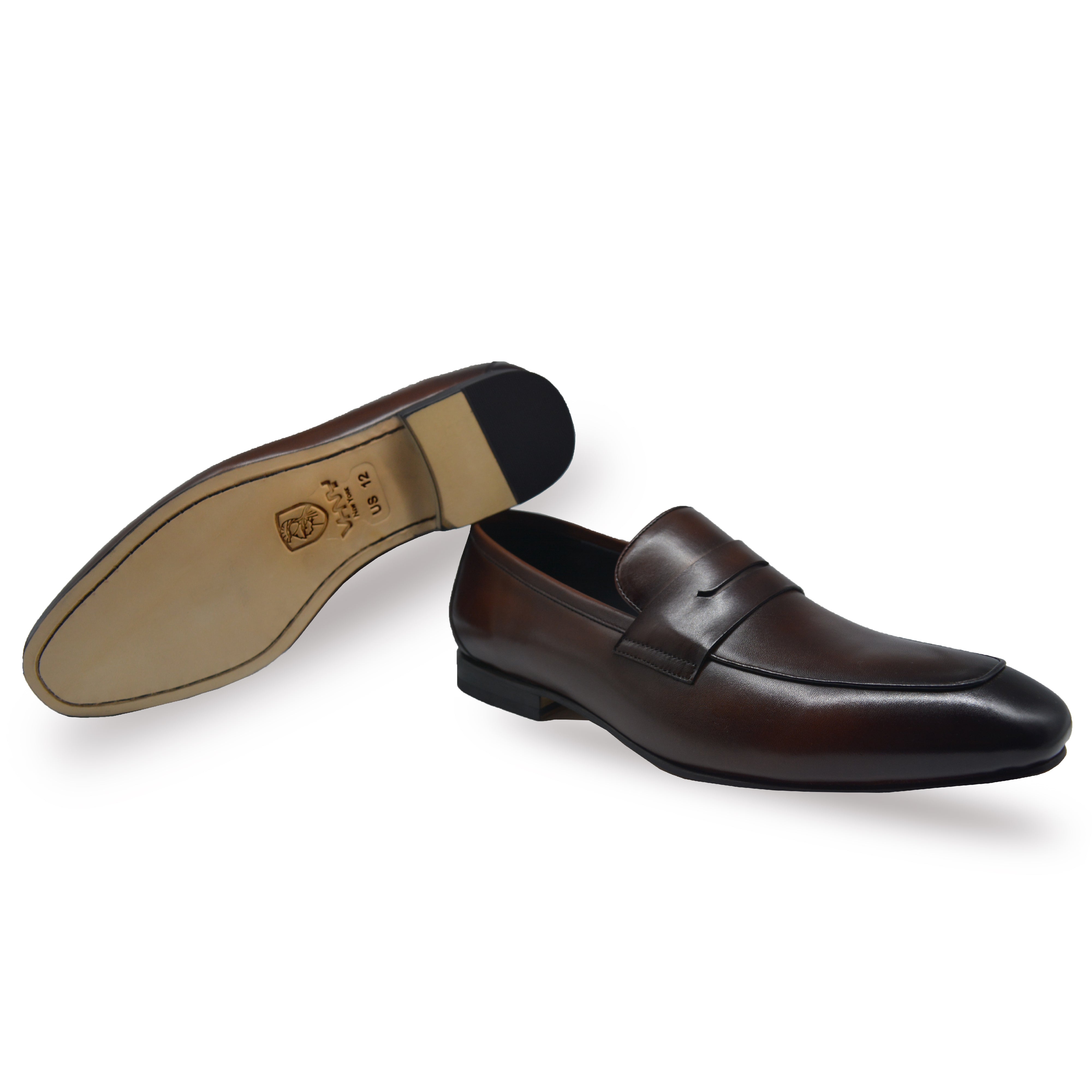 Men's Dark Brown Calfskin Shiny Classic Penny Loafer