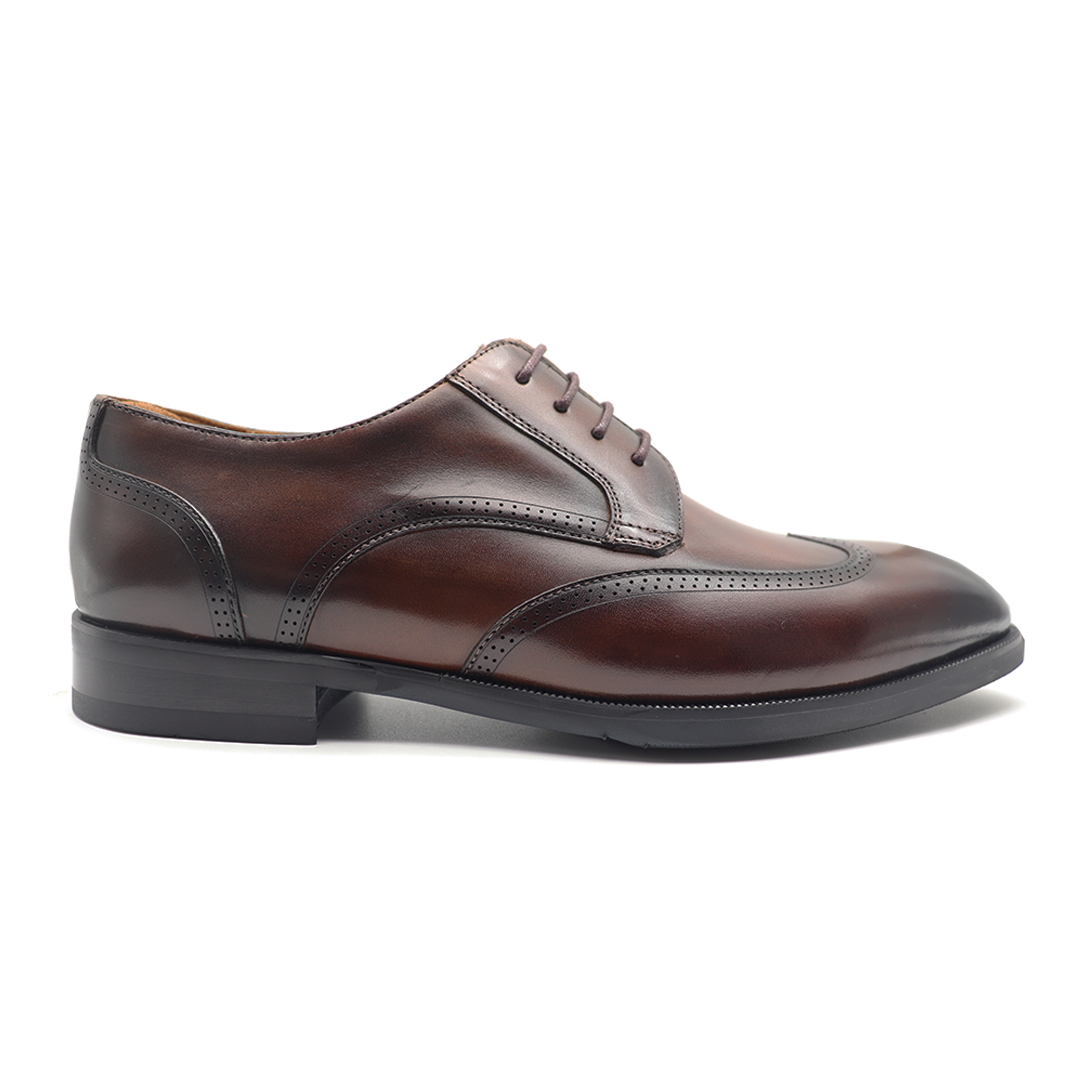 Brown Old English Brogue cowhide oxfords for men