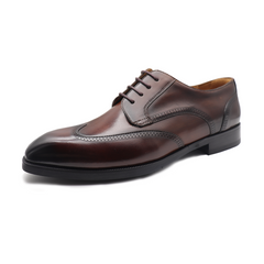 Brown Old English Brogue cowhide oxfords for men