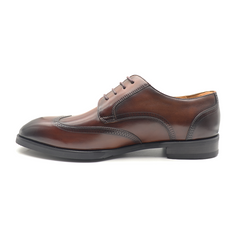 Brown Old English Brogue cowhide oxfords for men