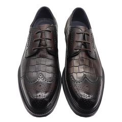 Dark Brown knurling Brogue cowhide oxfords for men