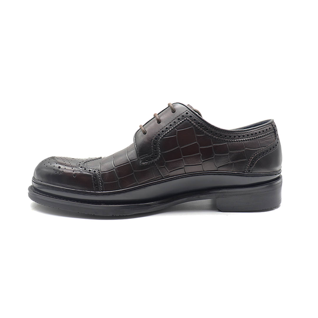 Dark Brown knurling Brogue cowhide oxfords for men