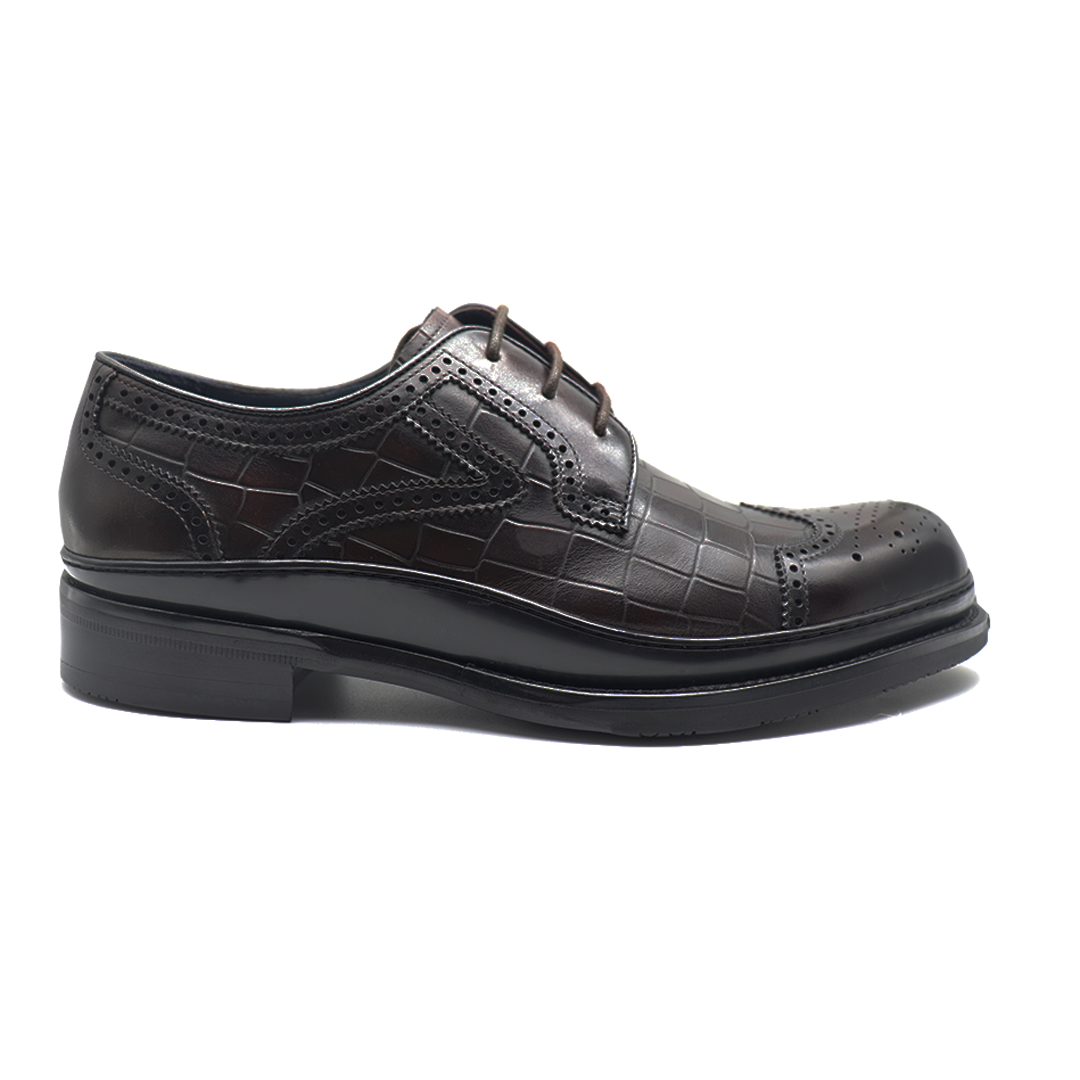 Dark Brown knurling Brogue cowhide oxfords for men