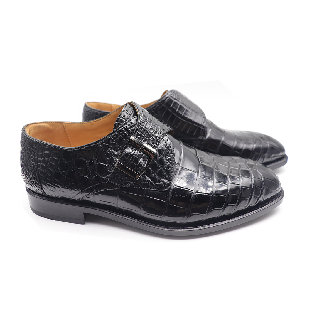 men's black alligator leather loafer|men's black monk strap alligator leather loafer