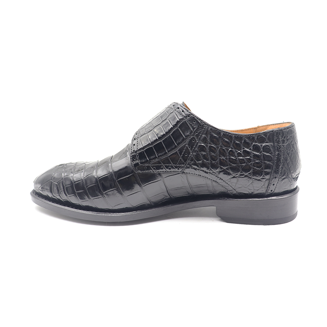 men's black alligator leather loafer|men's black monk strap alligator leather loafer