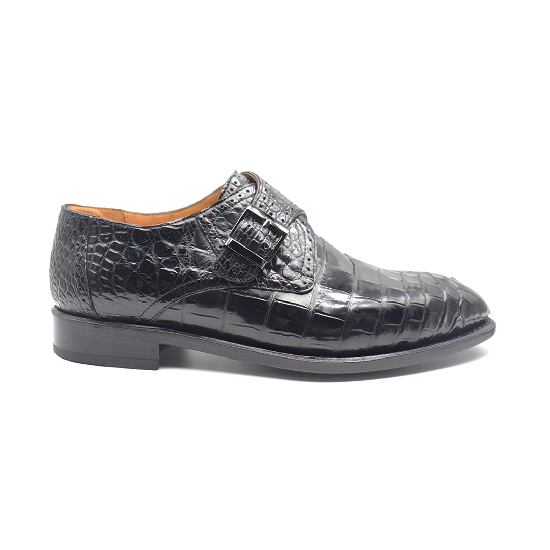 men's black alligator leather loafer|men's black monk strap alligator leather loafer