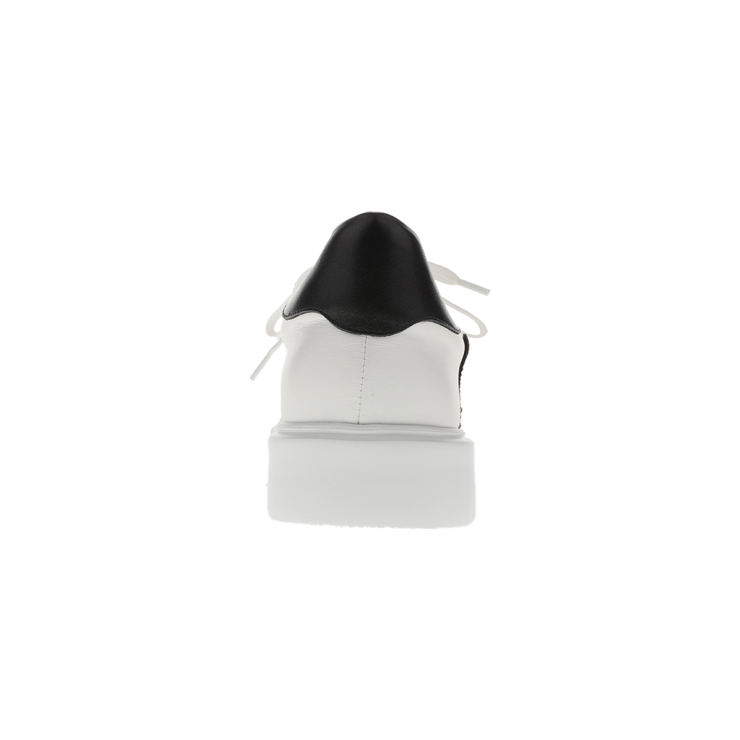 Women’s white Sheepskin and anti-cashmere leather sneaker | white Panda pattern Sheepskin and anti-cashmere leather sneaker
