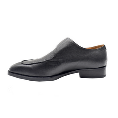 Men's Black Cowhide Moc Toe Buckle Loafer