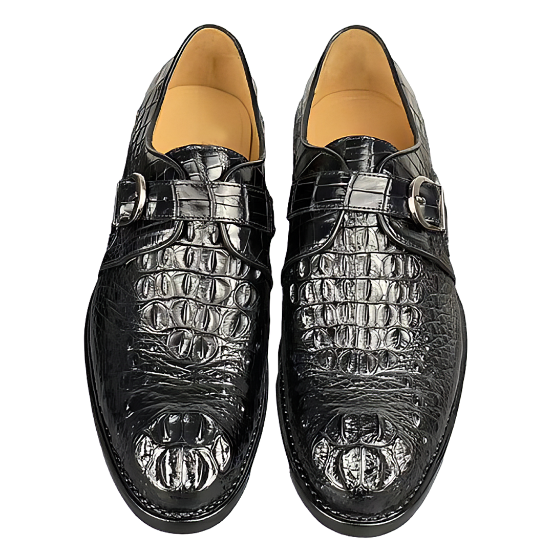 Black Alligator Monk Strap Loafer