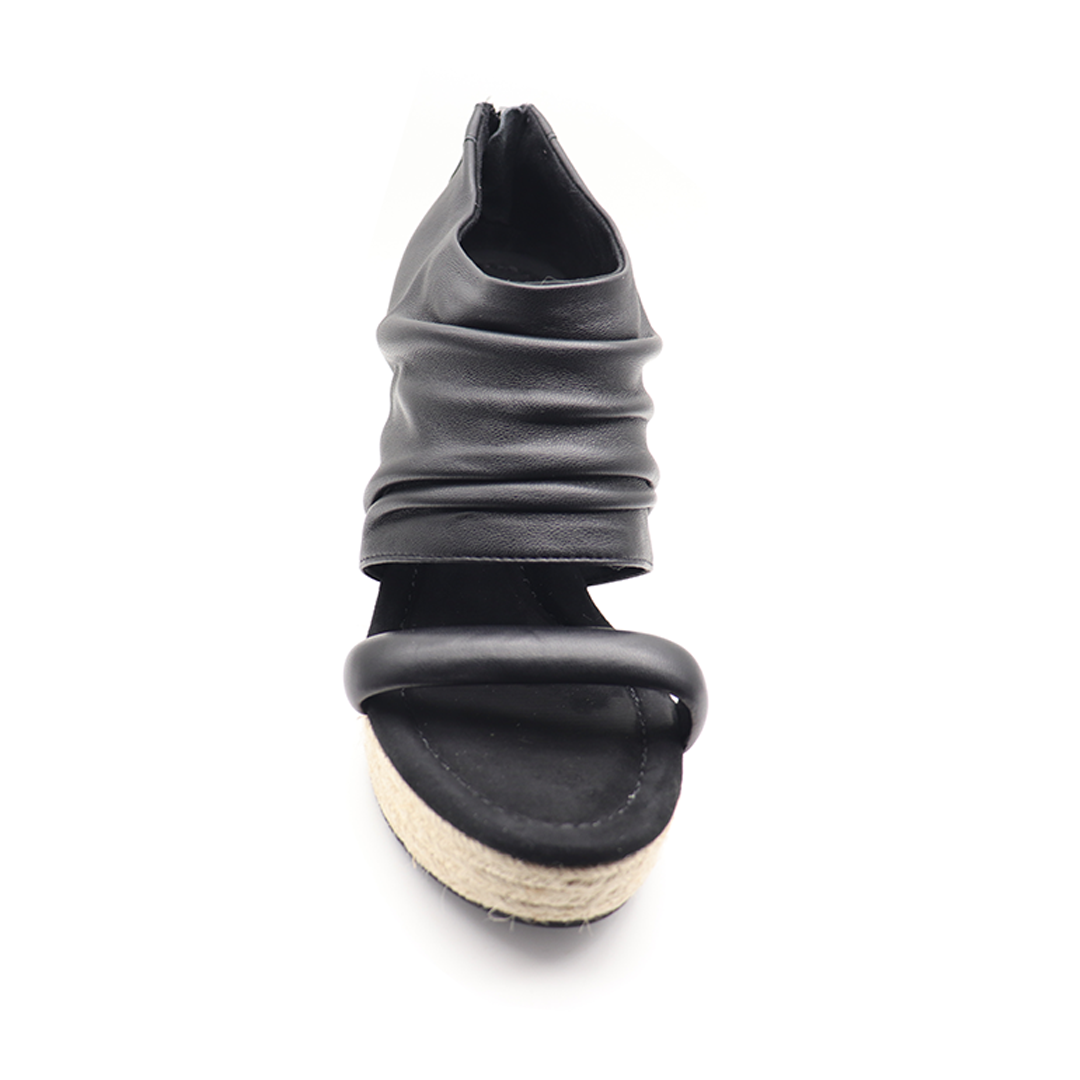 black Back zipper band espadrille wedges