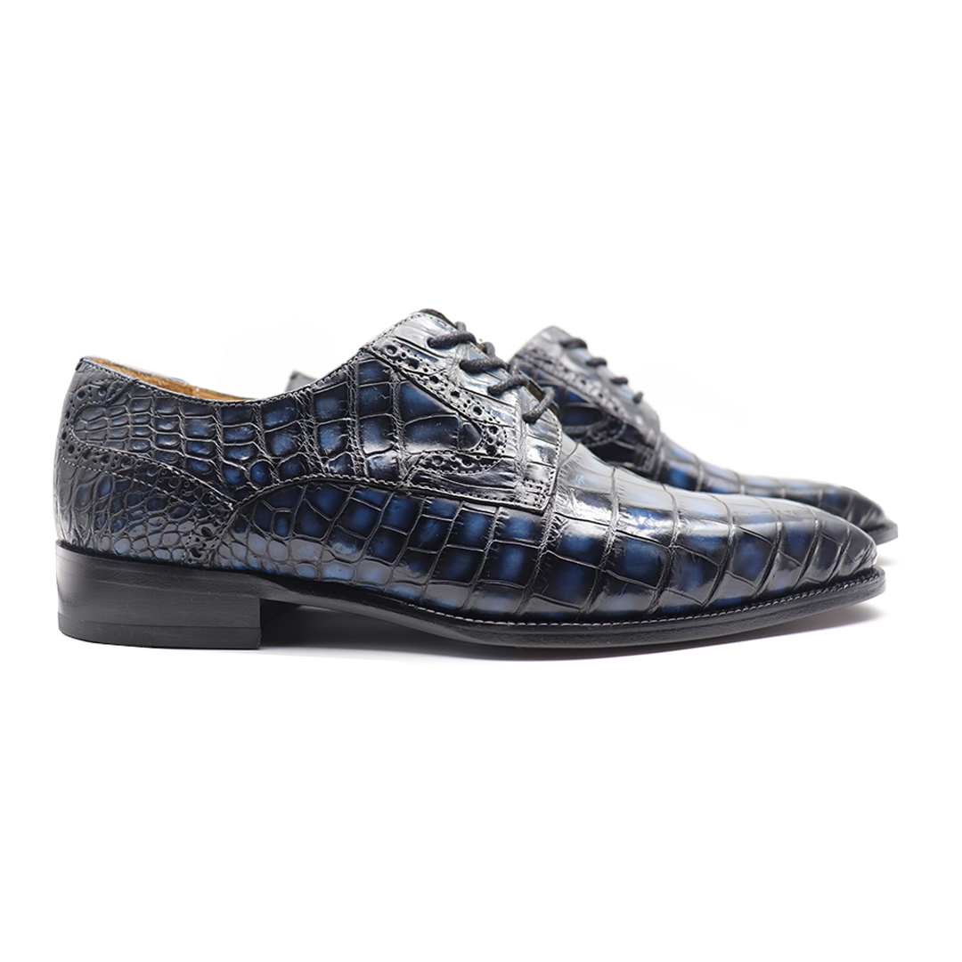 blue Alligator Monk Strap Oxford |  Alligator OXFORDS