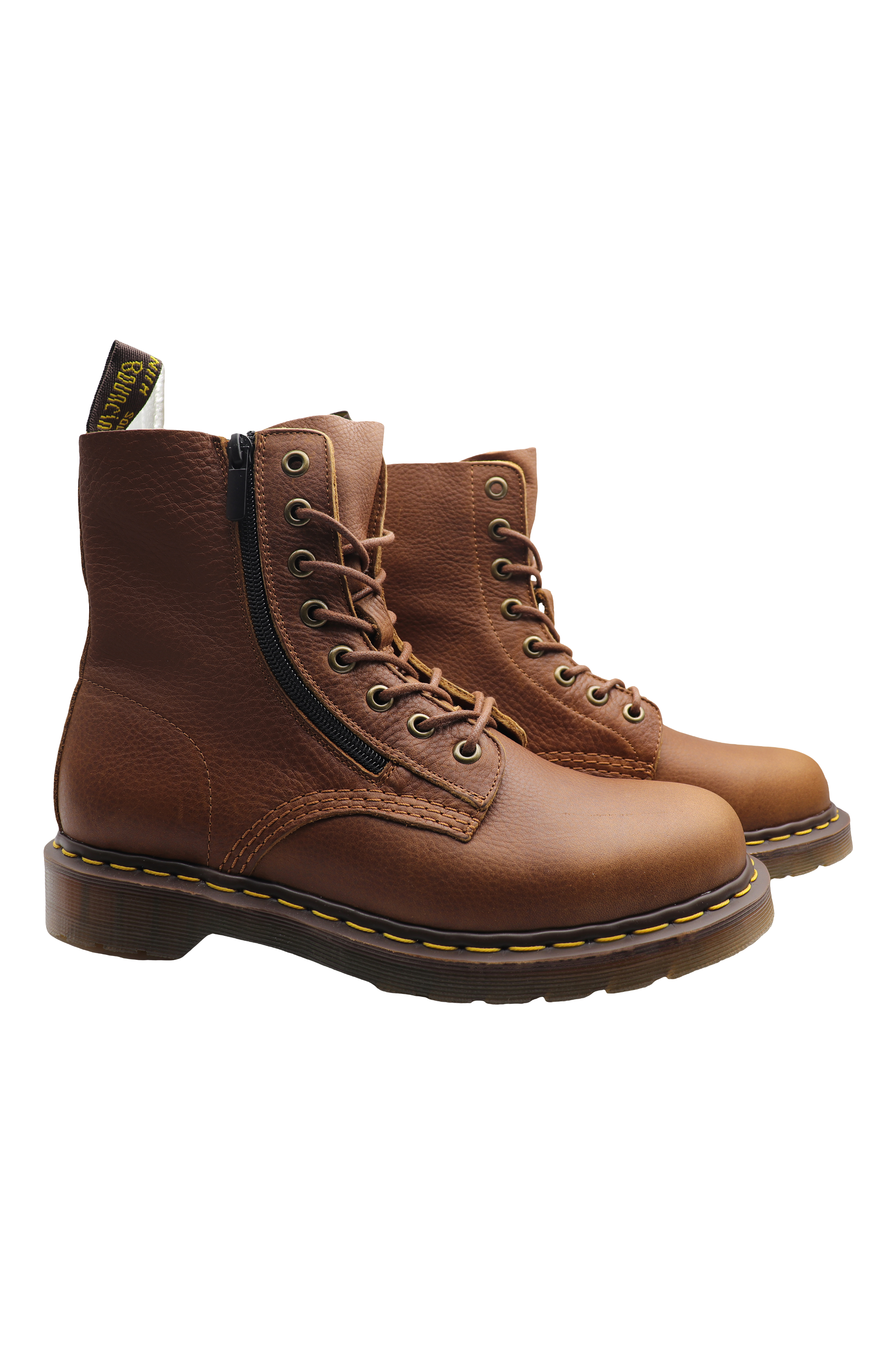 Men's Dempsey Brown Lychee Leather Goodyear Welt Boots With Side Zipper
