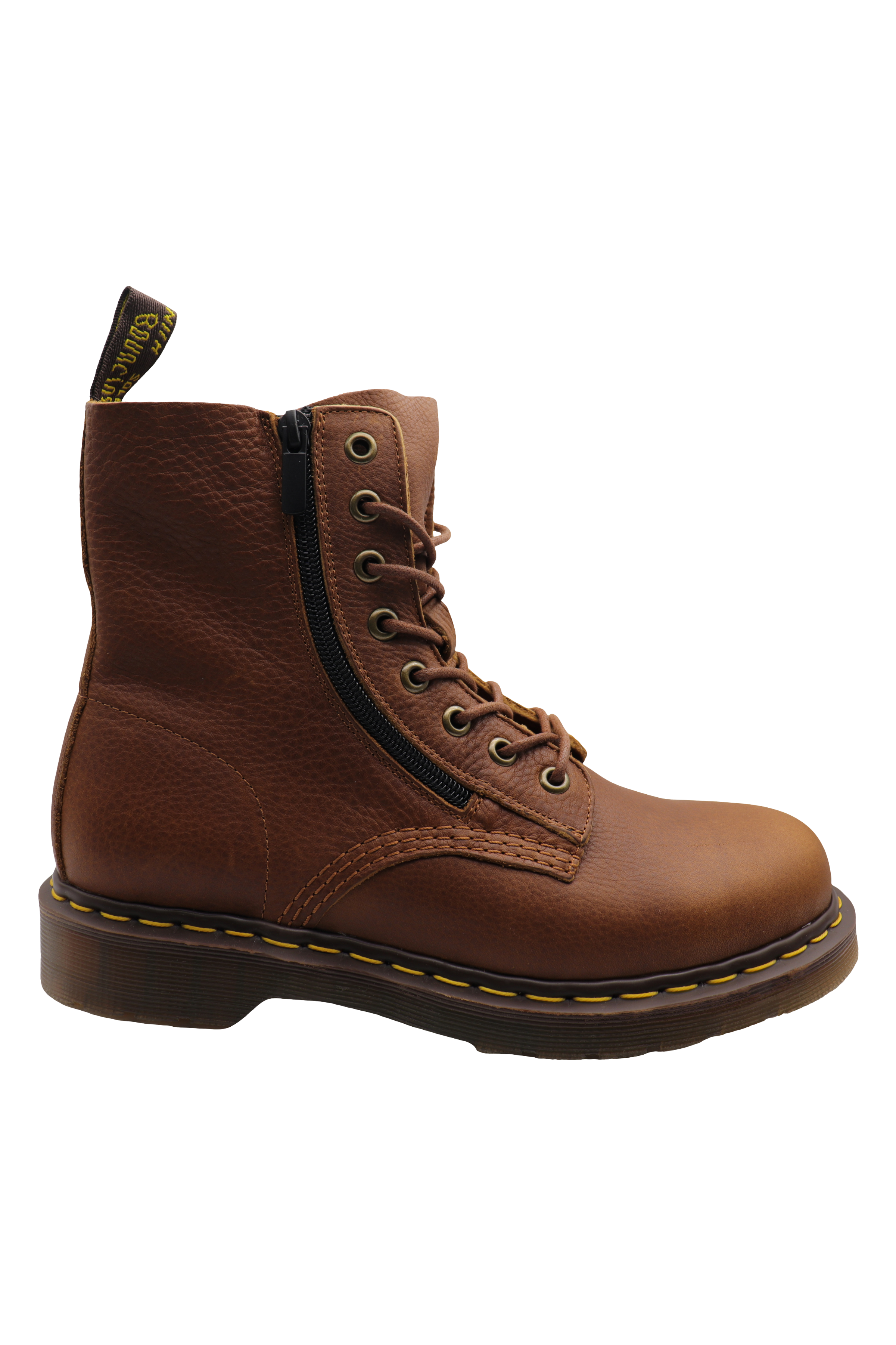Men's Dempsey Brown Lychee Leather Goodyear Welt Boots With Side Zipper