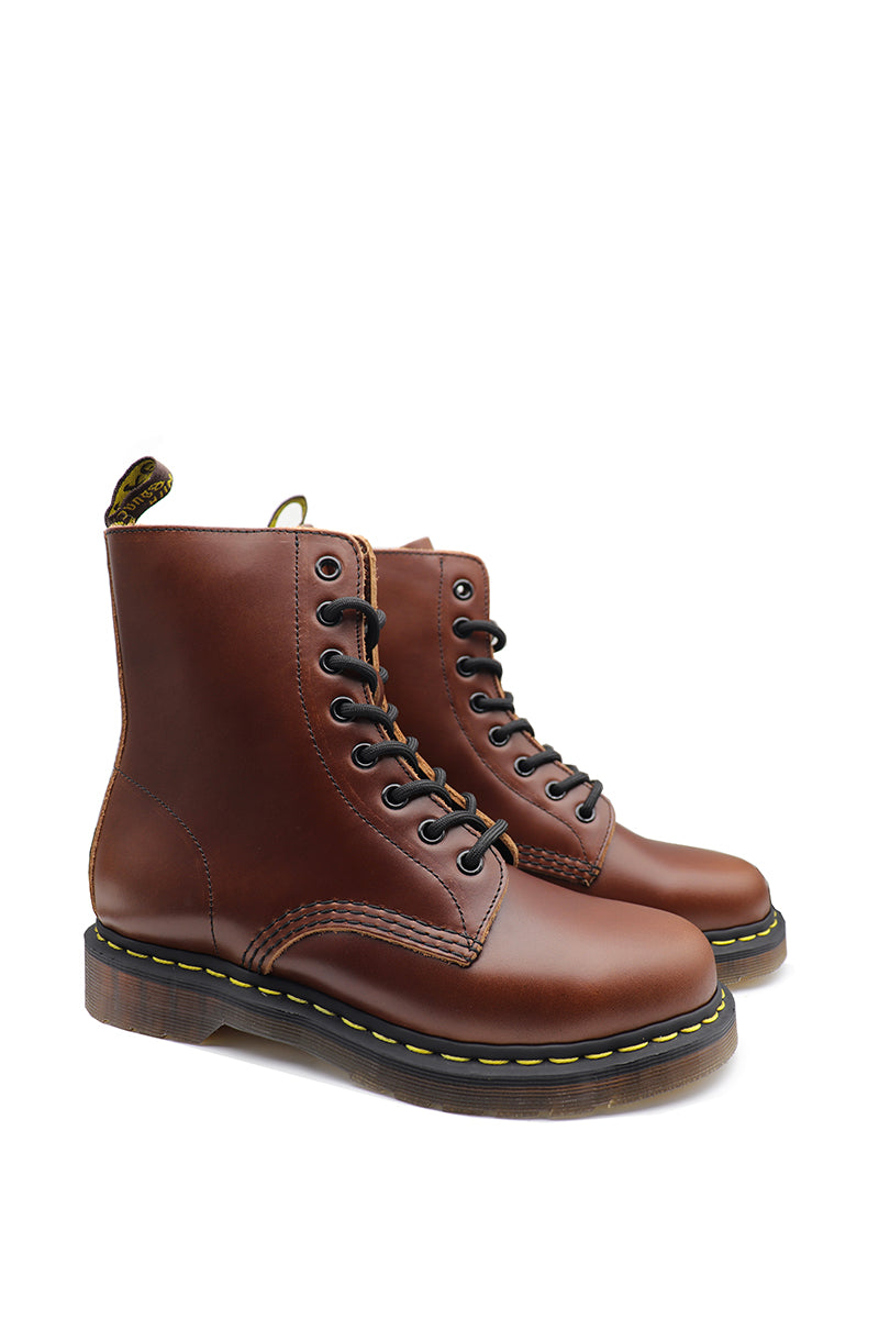 Reddish Brown Lace-up Ankle Boots for Womens With Side Zip | The first layer of Oil Skin