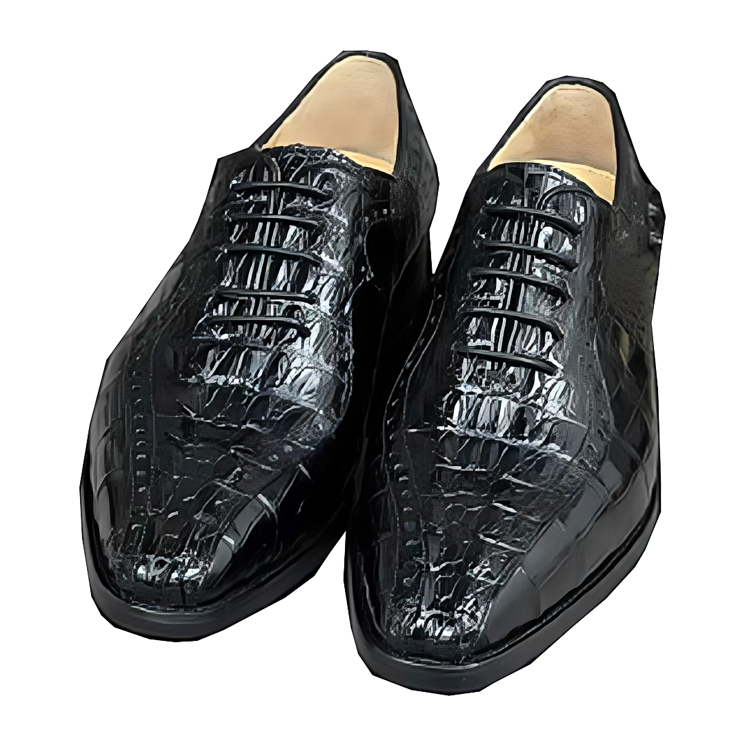 Black Alligator Lace-Up Boots