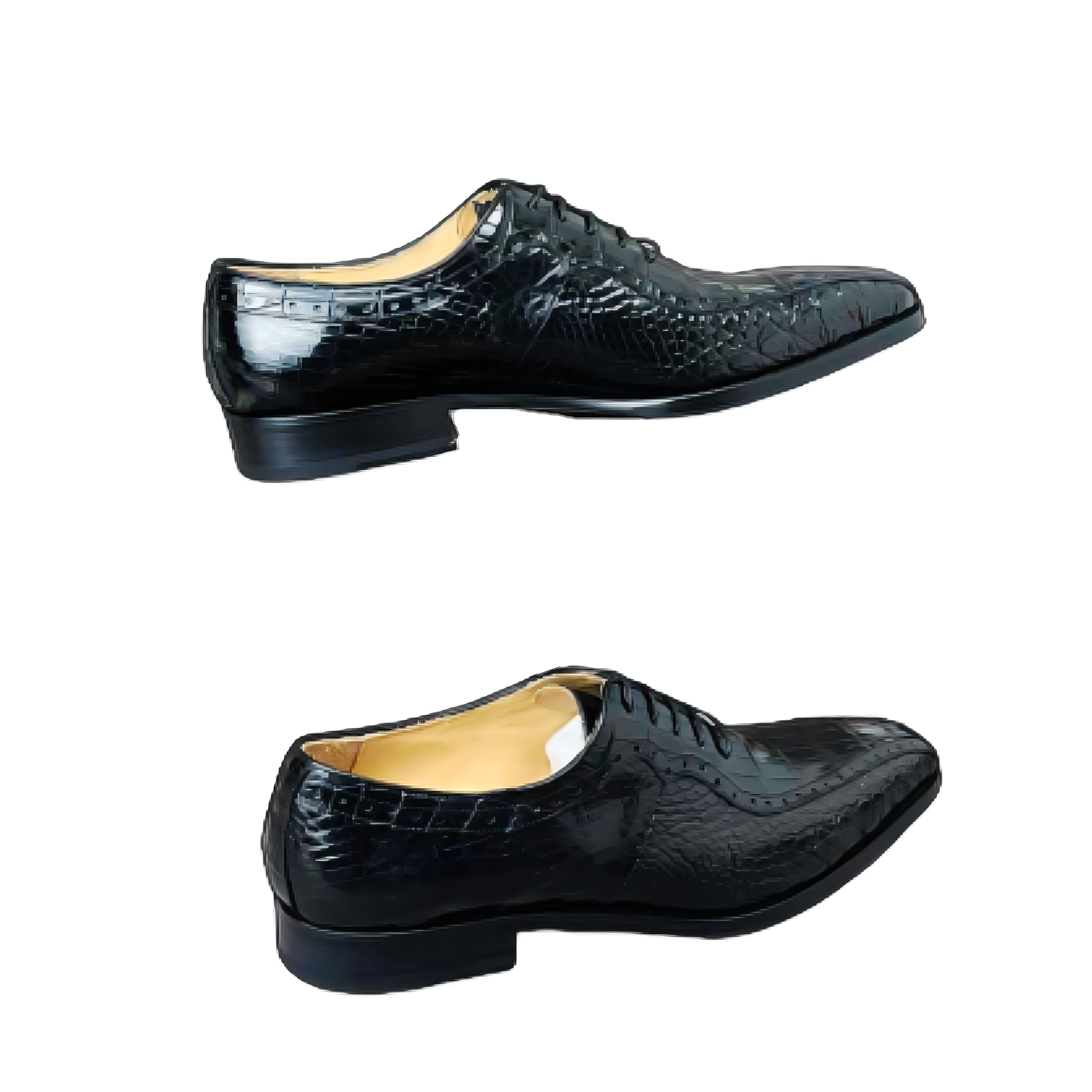 Burnished Alligator Lace-Up Oxford Black