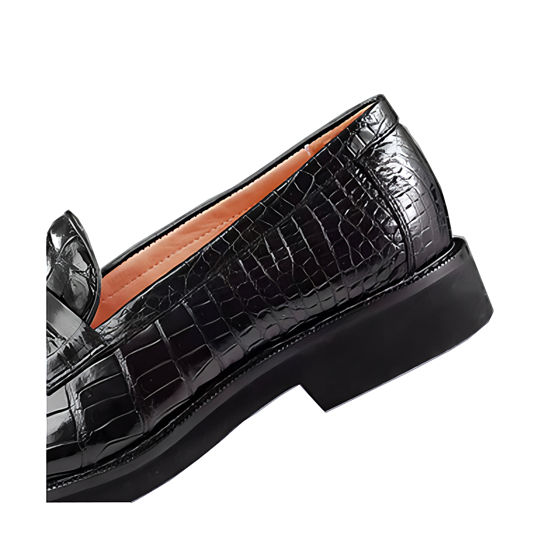 Black Penny Loafers | MEN'S LUXURY DESIGNER SHOES BLACK ALLIGATOR LOAFERS