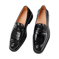 Black Penny Loafers | MEN'S LUXURY DESIGNER SHOES BLACK ALLIGATOR LOAFERS