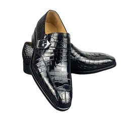 Black Alligator Monk Strap Loafer