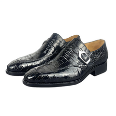 Black Alligator Monk Strap Loafer