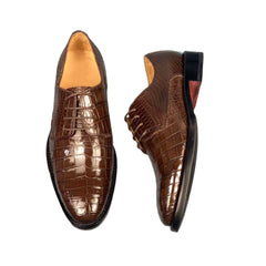 Brown Alligator Lace-Up Oxford Sport-Rust