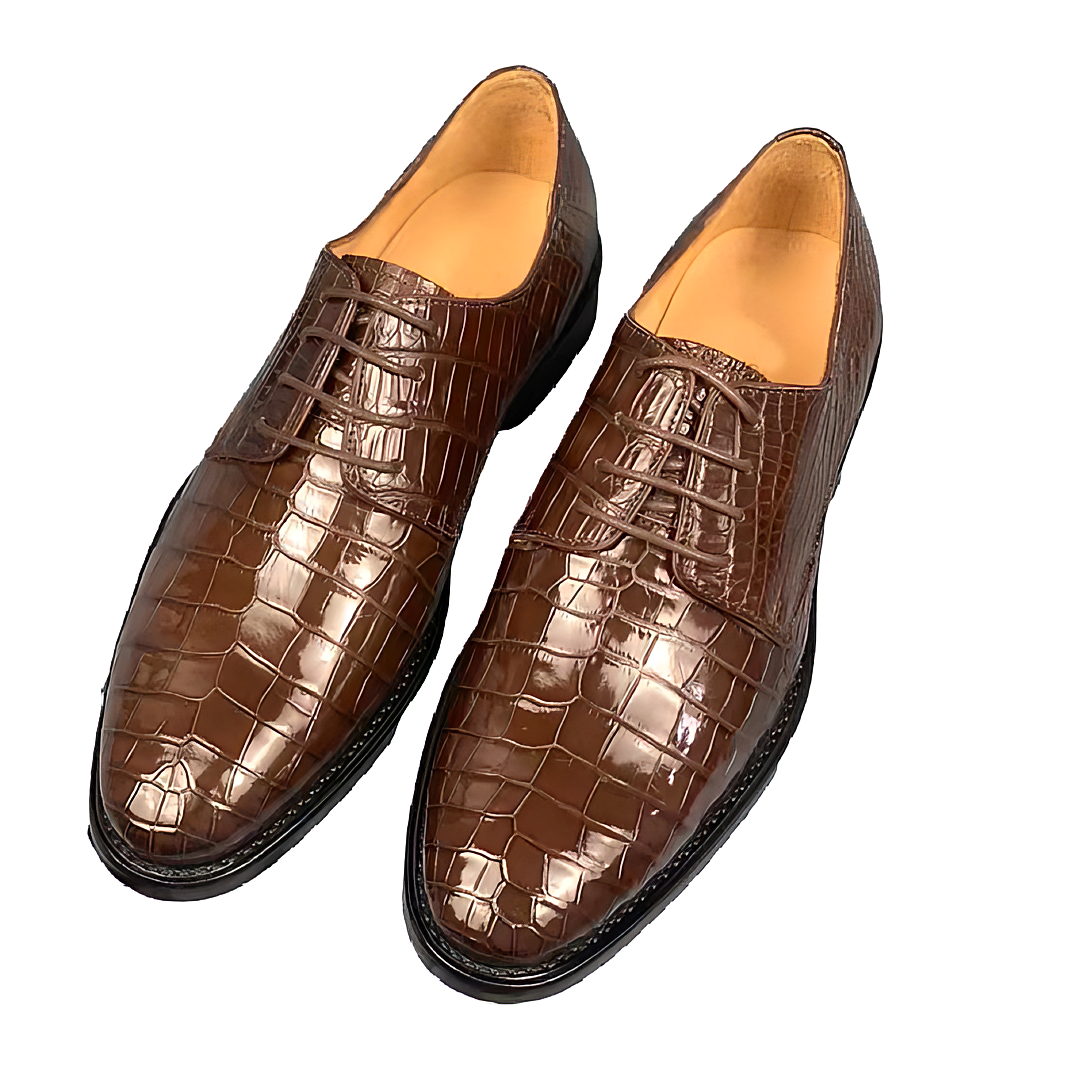 Brown Alligator Lace-Up Oxford Sport-Rust