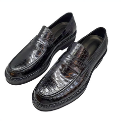 Penny loafers with genuine black alligator leather