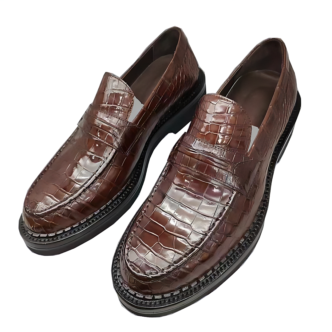MEN'S LUXURY DESIGNER SHOES BLACK ALLIGATOR LOAFERS