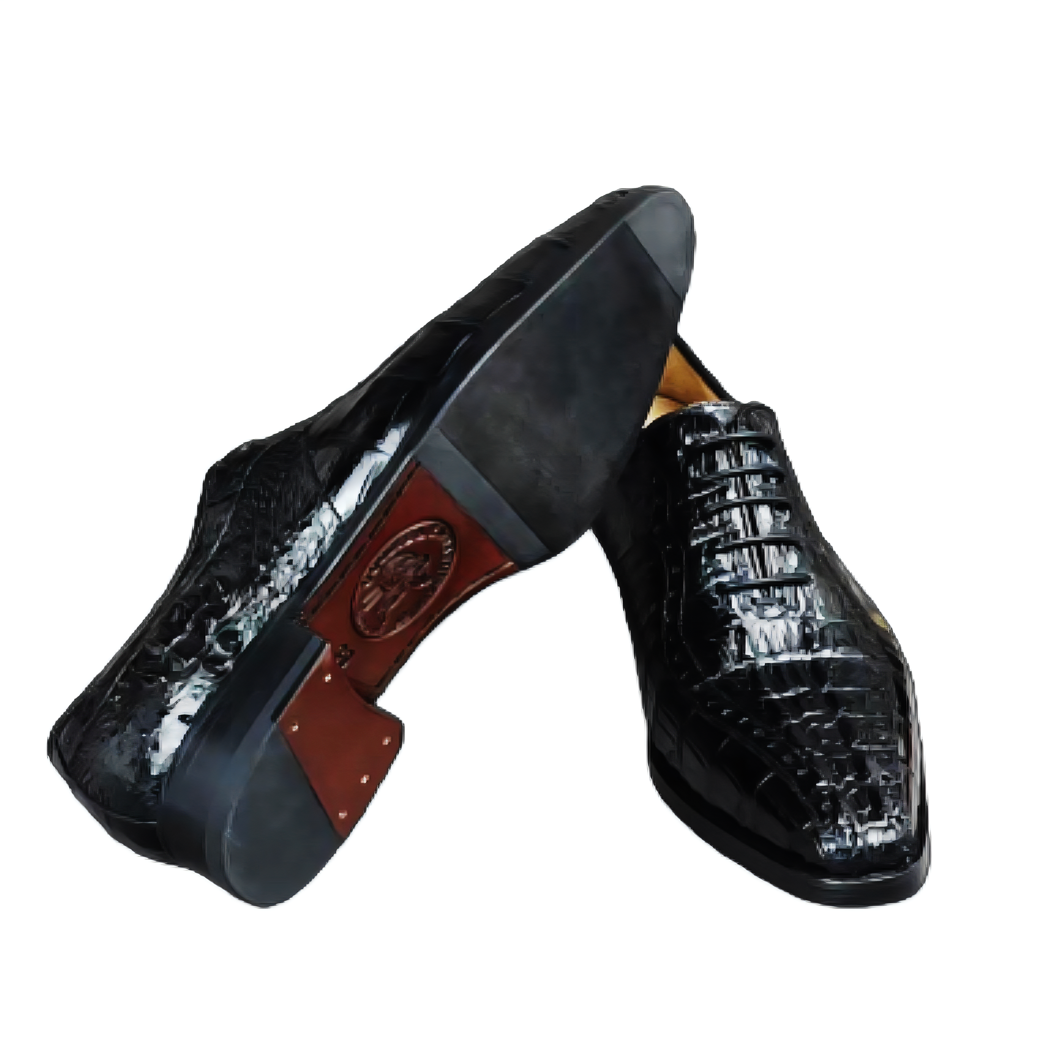 Burnished Alligator Lace-Up Oxford Black